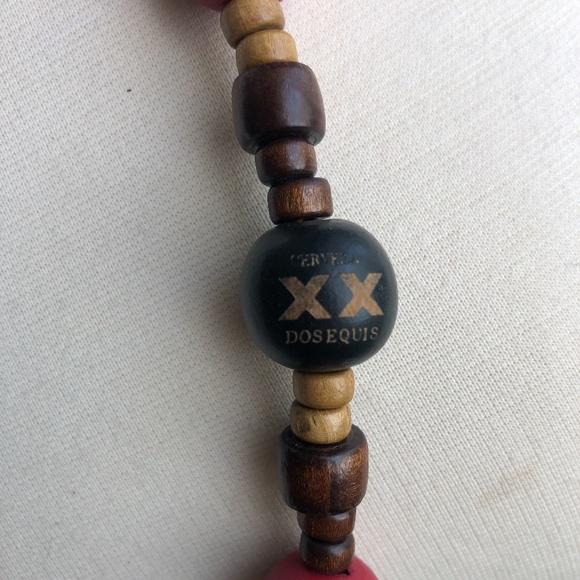 Dos Equis Red & Black Beaded Necklace - Picture 2 of 3